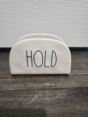 Rae Dunn White Ceramic Holder with HOLD
